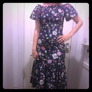 Rebecca Taylor 100% Silk Off Shoulder Dress